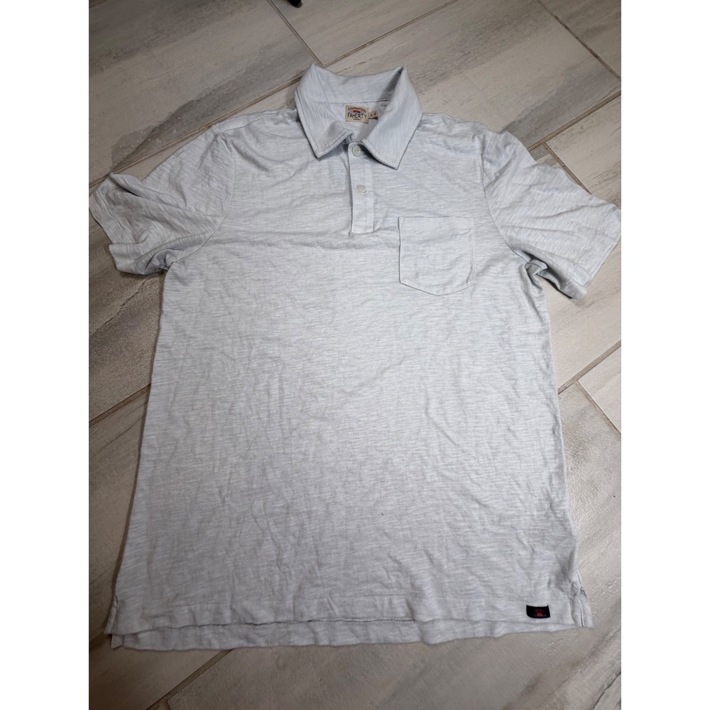 Faherty Mens Slub Knit Pocket Polo Shirt Heather White Grey MKU2608-WHT Size M
